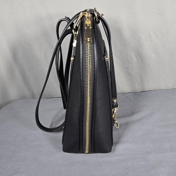 Mystique Black Faux Leather Backpack Purse Gold Hardware Convertible Crossbody main image 7